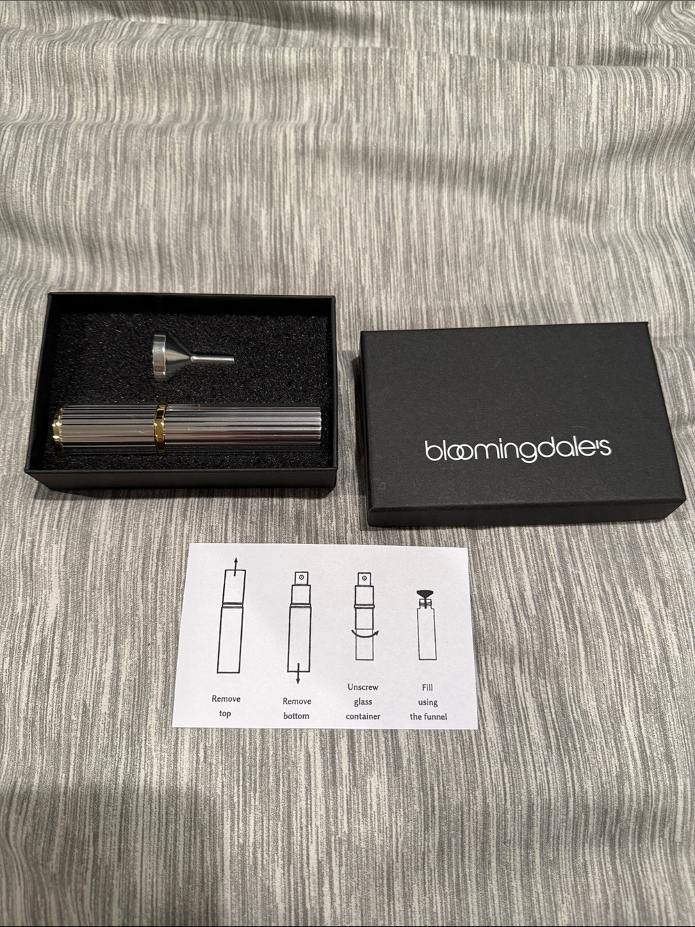 Bloomingdale's Silver & Gold Refillable Travel Atomizer Spray